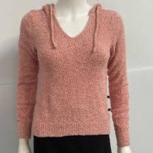 NWT Crave Fame Junior's Marled Fuzzy Pullover V-Neck Hoodie